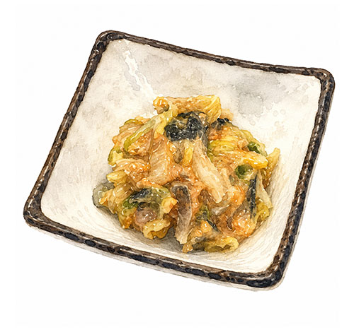 ふぐ皮と白菜のあん肝和え